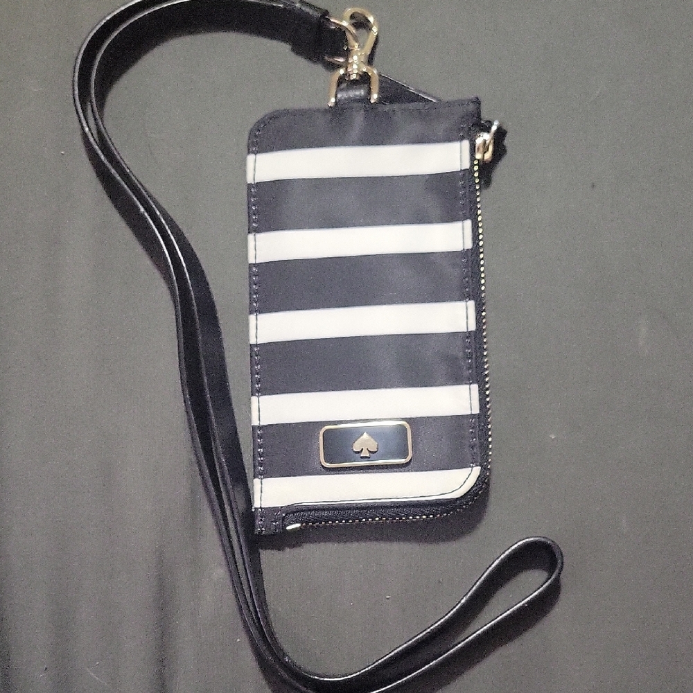 Kate Spade Black and White Card Lanyard